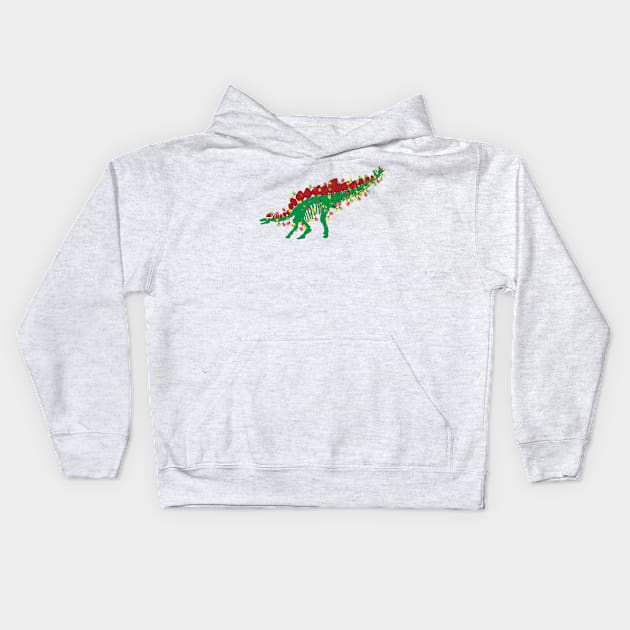 Christmas Stegosaurus Kids Hoodie by ziafrazier